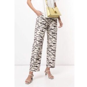 Rejina Pyo Sofia Tiger Print Straight Leg Jeans High Rise UK Size 10 / US Size 6